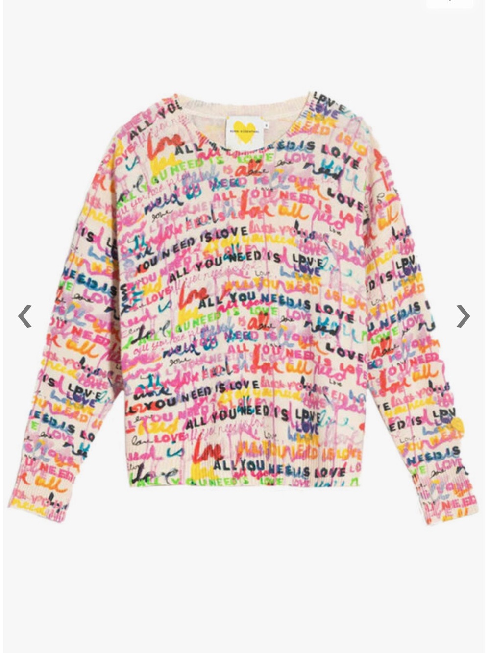 Kerri Rosenthal Rainbow Love Is All You Need Boyfriend Sweater colorful sz Small